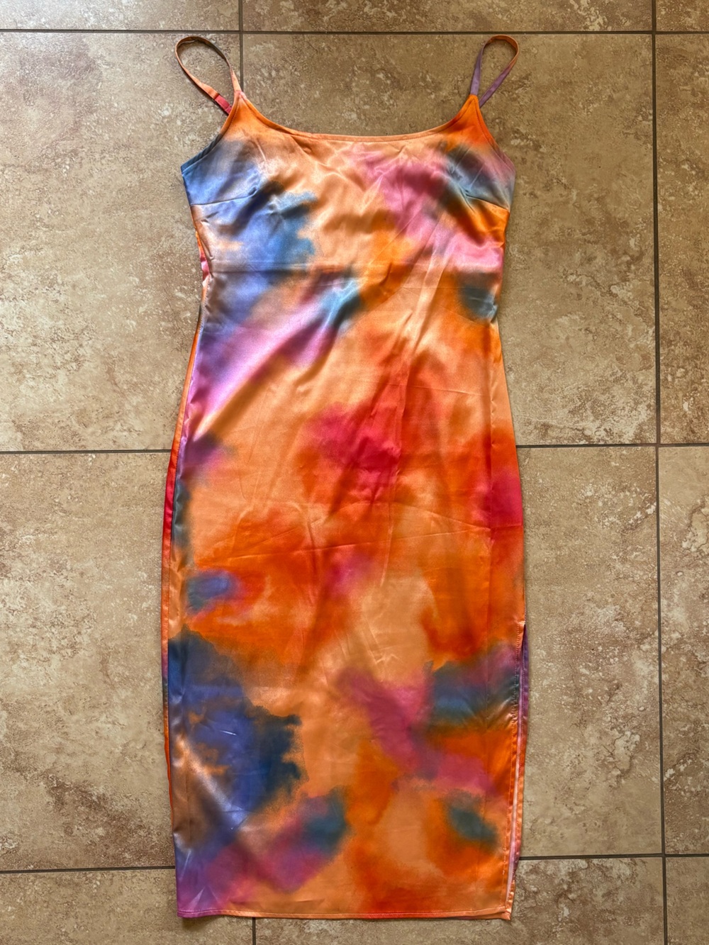 wild fable Orange Multicolor Tie-Dye Midi Dress size xs party birthday dress